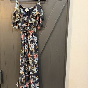 Floral Off-Shoulder maxi dress - navy